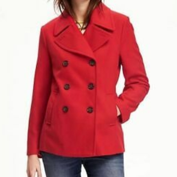 Old Navy Jackets & Blazers - Red Wool Blend Old Navy Pea Coat Size XXL